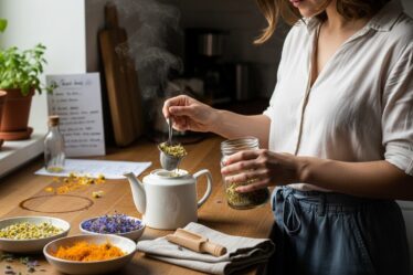női ciklus teakeverék készítése otthoni konyhai gyógynövény rituálé