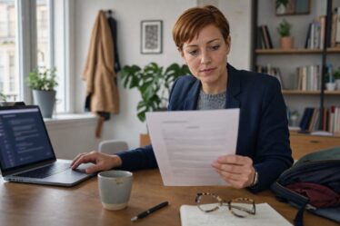 Álláskereső nő CV-vel, mesterséges intelligencia használatát mérlegelve